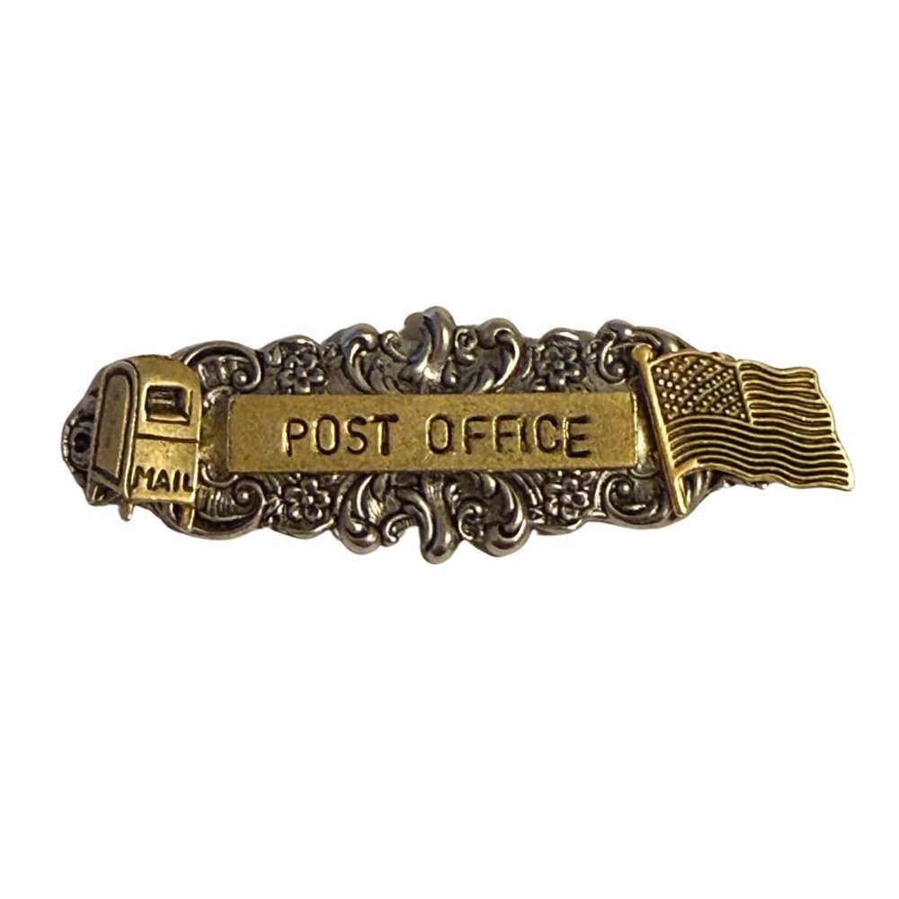 Post Office Mailbox American Flag Brooch Pin | Postal Worker Letter Carrier Gift